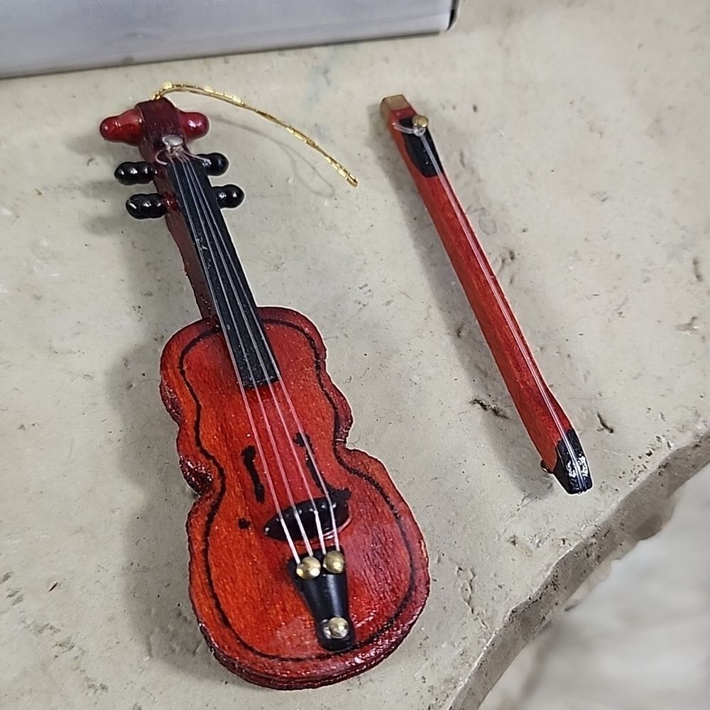 Violin and Box Boxed Ornament Set - Picture 4 of 6